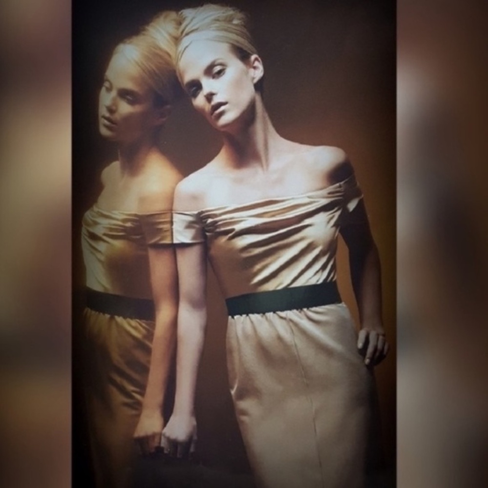Authentic Dolce & Gabbana Gold Off the Shoulder Formal Dress Size 44 (US 8)